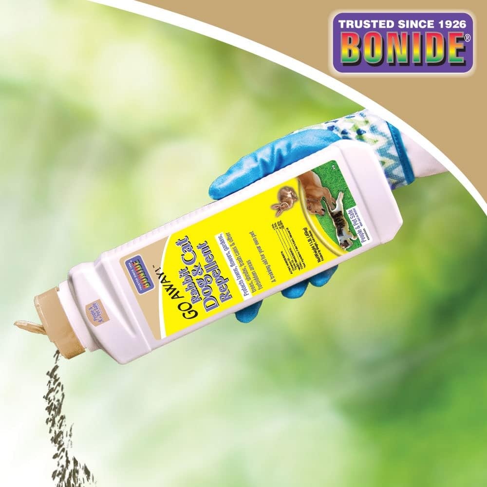 Bonide Go Away  Rabbit, Dog, & Cat Repellent Granules, 1 lb Ready-to-Use, Keep Dogs off Lawn, Garden, Mulch & Flower Beds(Granules)