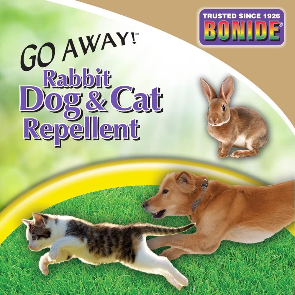 Bonide Go Away  Rabbit, Dog, & Cat Repellent Granules, 1 lb Ready-to-Use, Keep Dogs off Lawn, Garden, Mulch & Flower Beds(Granules)