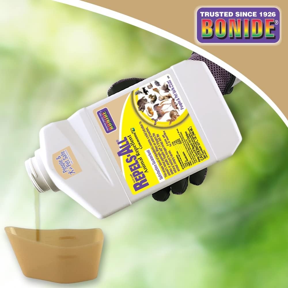 Bonide Repels-All Animal Repellent, 32 oz Concentrate, Long Lasting Outdoor Garden Deer Repellent, People and Pet Safe(Concentrate)