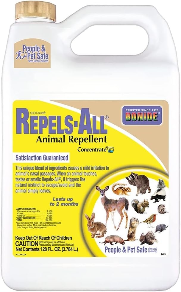 Bonide Repels-All Animal Repellent, 32 oz Concentrate, Long Lasting Outdoor Garden Deer Repellent, People and Pet Safe(Concentrate)