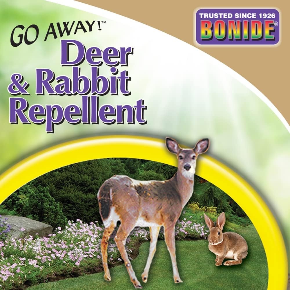 Bonide Go Away  Deer & Rabbit Repellent Granules, 3 lb. Ready-to-Use, Deter Deer from Garden, Flowers & Plants(48 Ounce (Pack of 1))