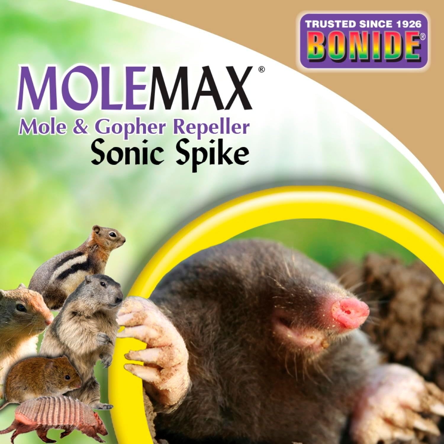 Bonide Molemax Animal Repellent Stake For Gophers and Moles, Battery Operated, Humane Repellent(No Size (Pack of 6))