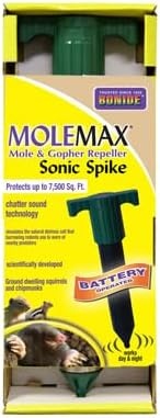 Bonide Molemax Animal Repellent Stake For Gophers and Moles, Battery Operated, Humane Repellent(No Size (Pack of 1))