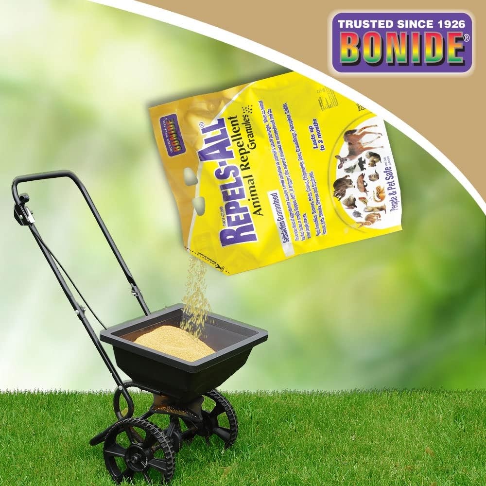 Bonide Repels-All Animal Repellent Granules, 1.25 lbs. Ready-to-Use Pellets Deter Pests from Lawn & Garden, Long Lasting Control(Granules)