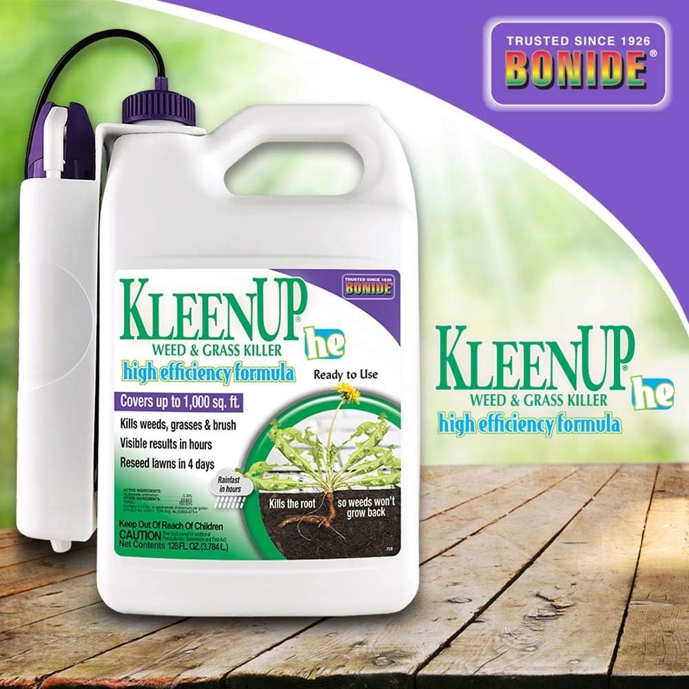 Bonide KleenUP Weed & Grass Killer High Efficiency Formula, 128 oz Ready-to-Use, Fast Acting Formula Kills Weeds & Roots(Ready-To-Use with Power Wand)