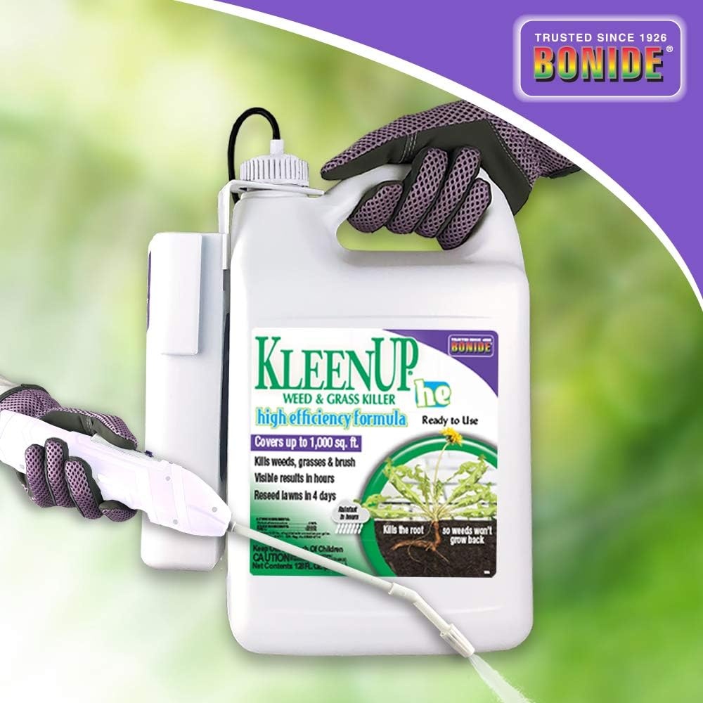 Bonide KleenUP Weed & Grass Killer High Efficiency Formula, 128 oz Ready-to-Use, Fast Acting Formula Kills Weeds & Roots(Ready-To-Use with Power Wand)