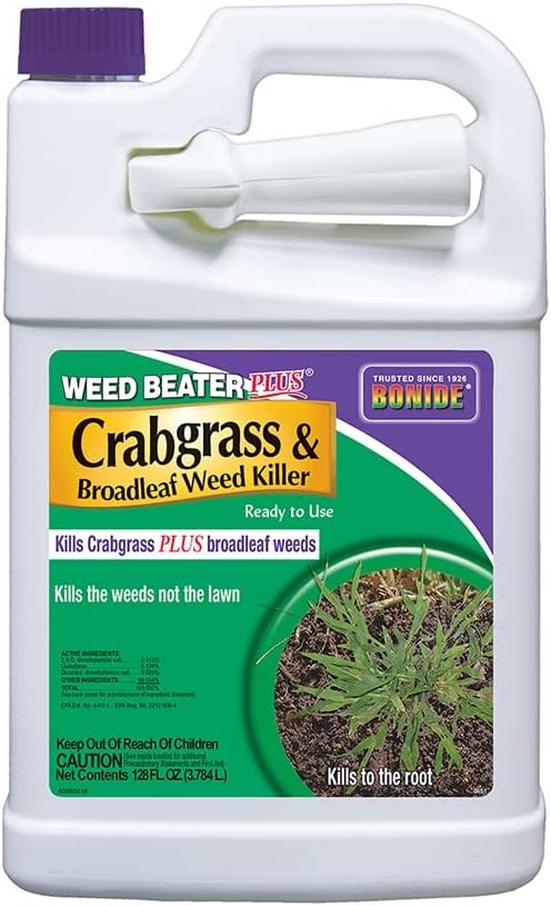 Bonide Weed Beater Plus Crabgrass & Broadleaf Weed Killer, 128 oz Ready-to-Use Spray, Fast-Acting Control for Broadleaf Weeds(Ready-To-Use)