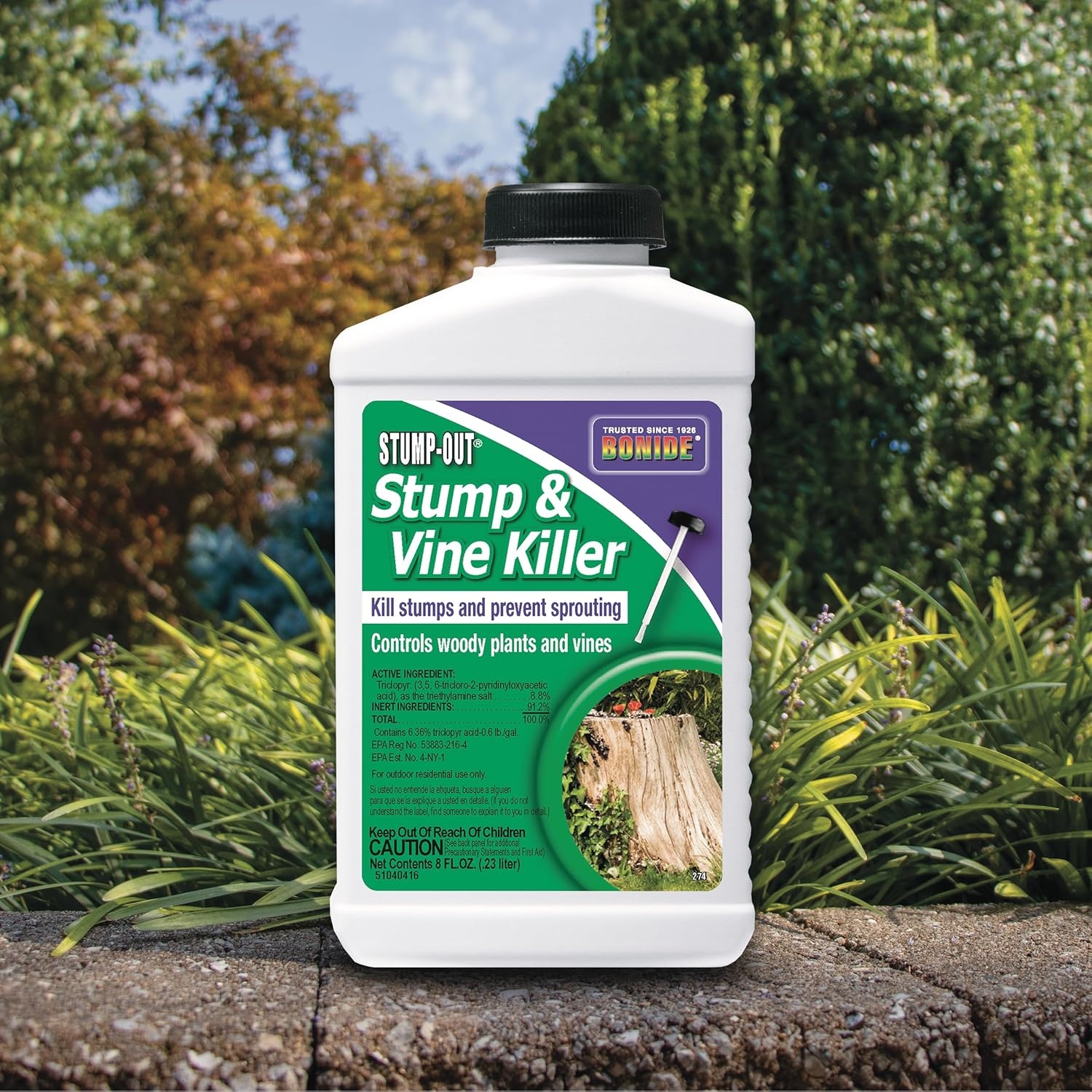 Stump-Out Stump & Vine Killer, 8 oz Concentrate with Applicator, Fast Acting Home Tree Stump Removal(1)