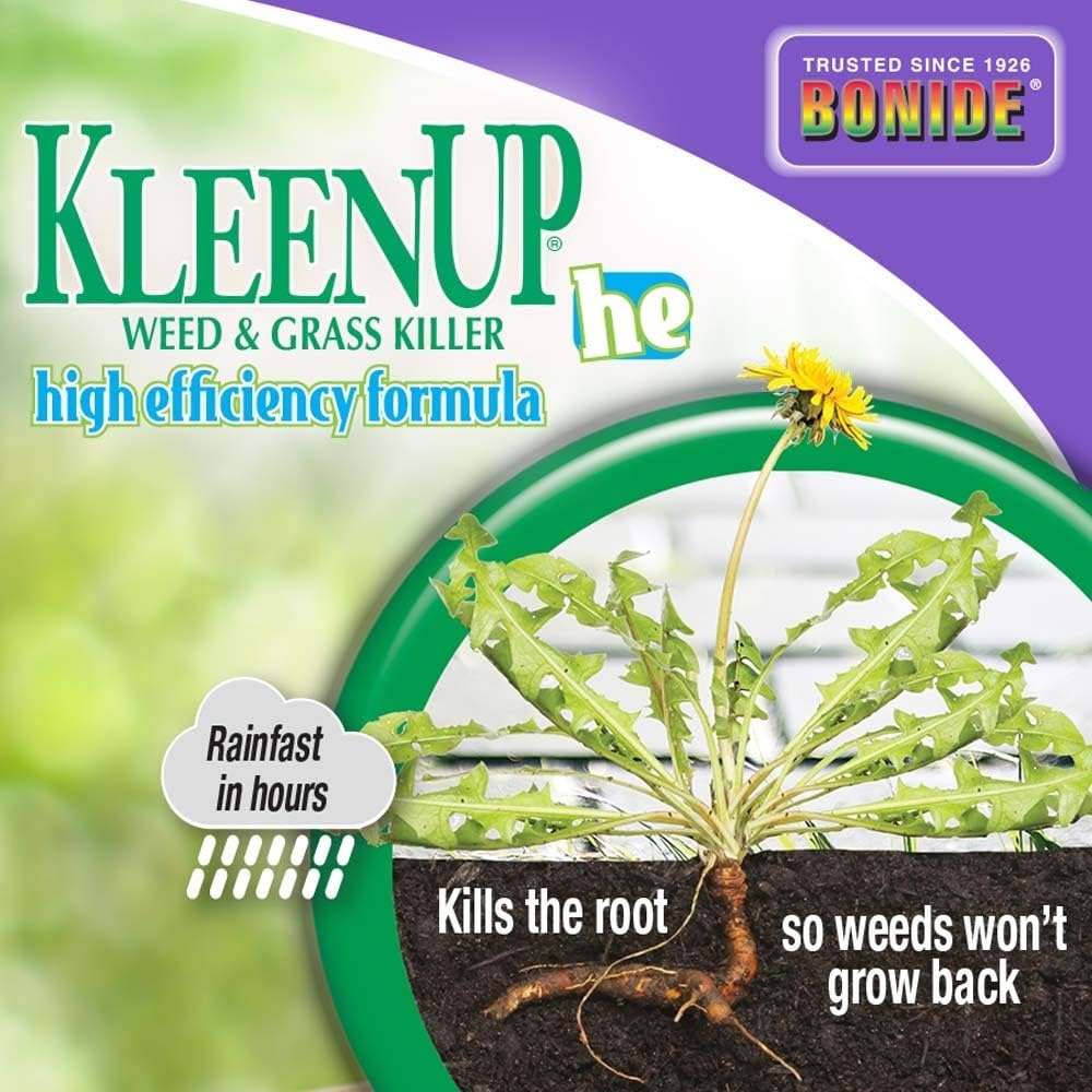 Bonide KleenUP Weed & Grass Killer High Efficiency Formula, 128 oz Ready-to-Use, Fast Acting Formula Kills Weeds & Roots(Ready-To-Use with Refill)