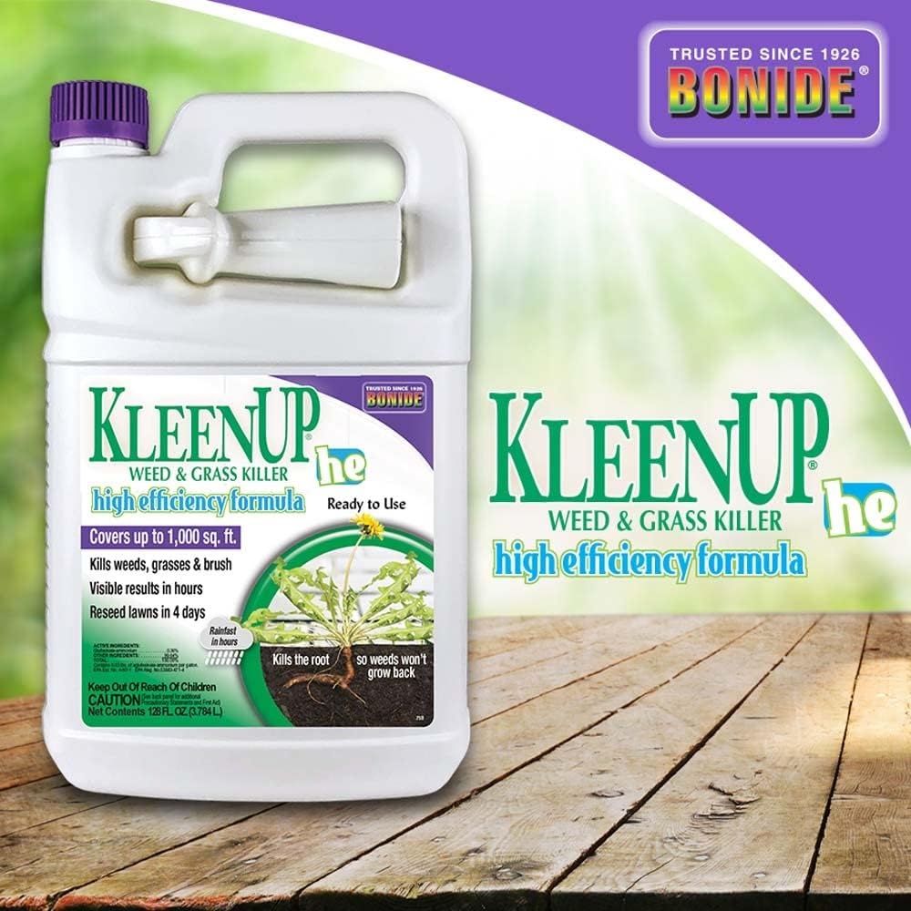 Bonide KleenUP Weed & Grass Killer High Efficiency Formula, 128 oz Ready-to-Use, Fast Acting Formula Kills Weeds & Roots(Ready-To-Use)