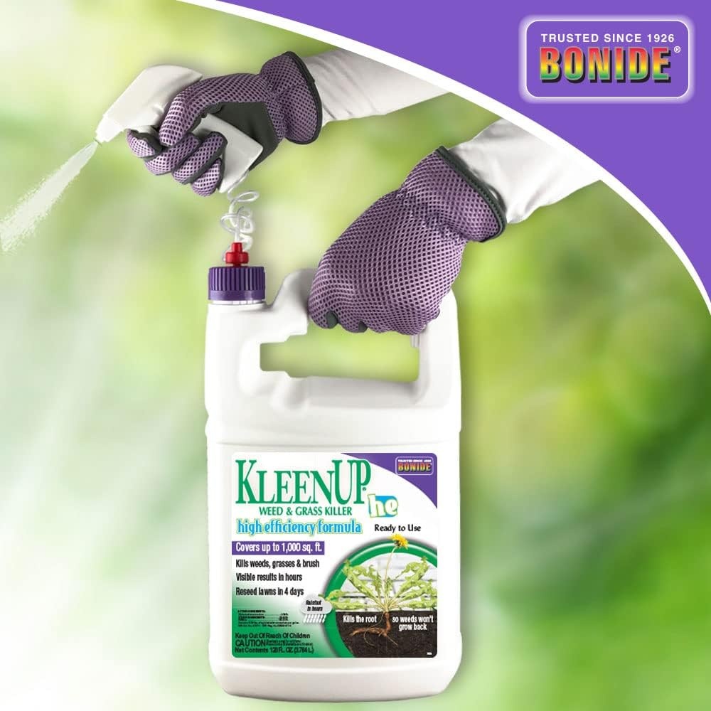 Bonide KleenUP Weed & Grass Killer High Efficiency Formula, 128 oz Ready-to-Use, Fast Acting Formula Kills Weeds & Roots(Ready-To-Use)
