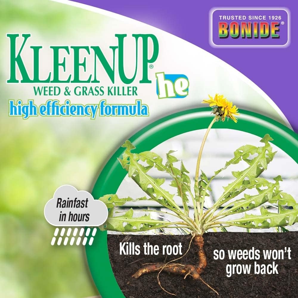 Bonide KleenUP Weed & Grass Killer High Efficiency Formula, 128 oz Ready-to-Use, Fast Acting Formula Kills Weeds & Roots(Ready-To-Use)