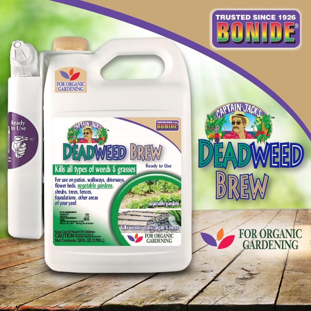 Bonide Captain Jack’s Deadweed Brew, 128 oz Ready-to-Use, Controls All Types of Weeds and Grasses, For Organic Gardening(Ready-To-Use with Power Sprayer)