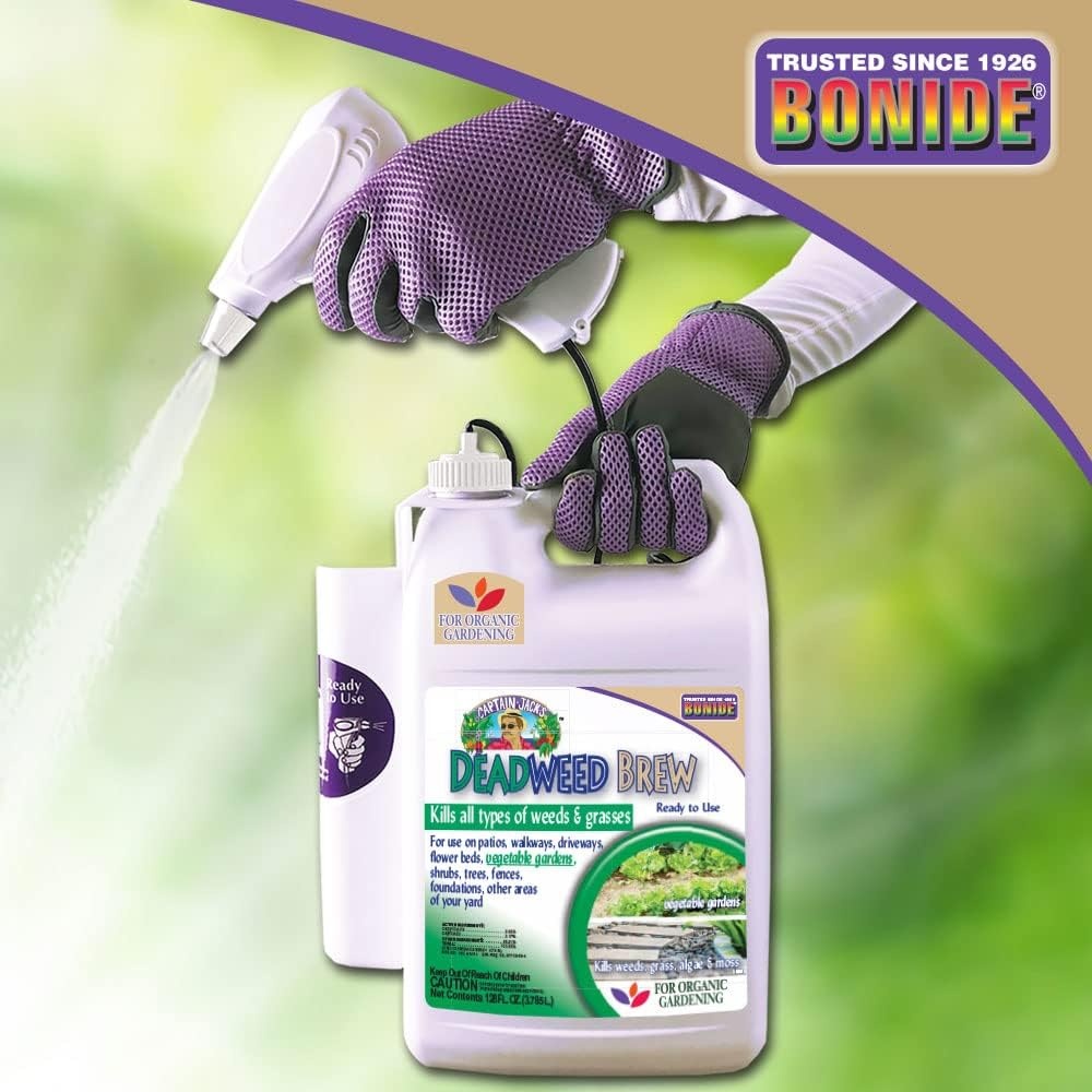 Bonide Captain Jack’s Deadweed Brew, 128 oz Ready-to-Use, Controls All Types of Weeds and Grasses, For Organic Gardening(Ready-To-Use with Power Sprayer)