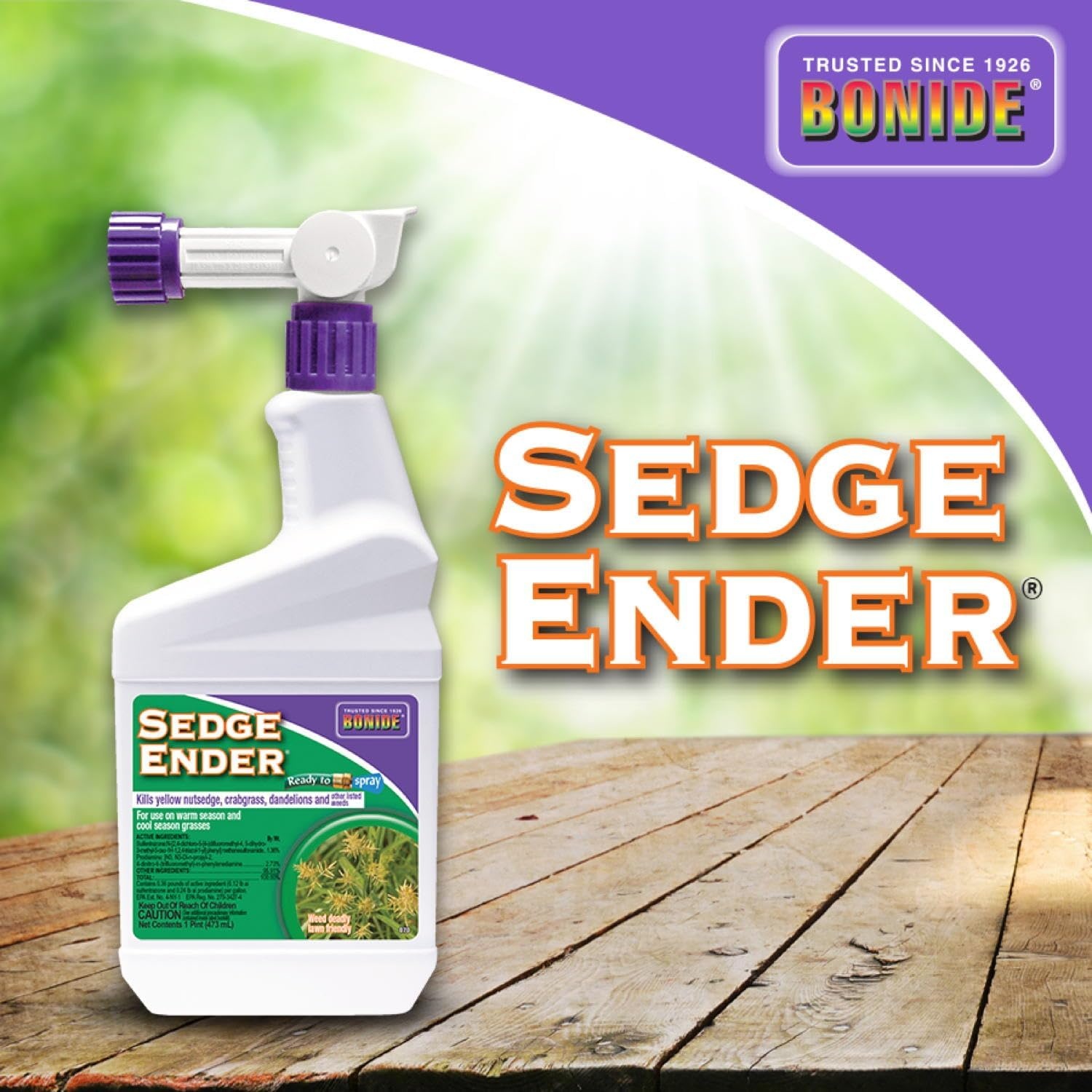 Bonide Sedge Ender, 16 oz Ready-to-Spray Weed Killer For Outdoors, Fast-Acting and Rainproof, Lawn Friendly Formula