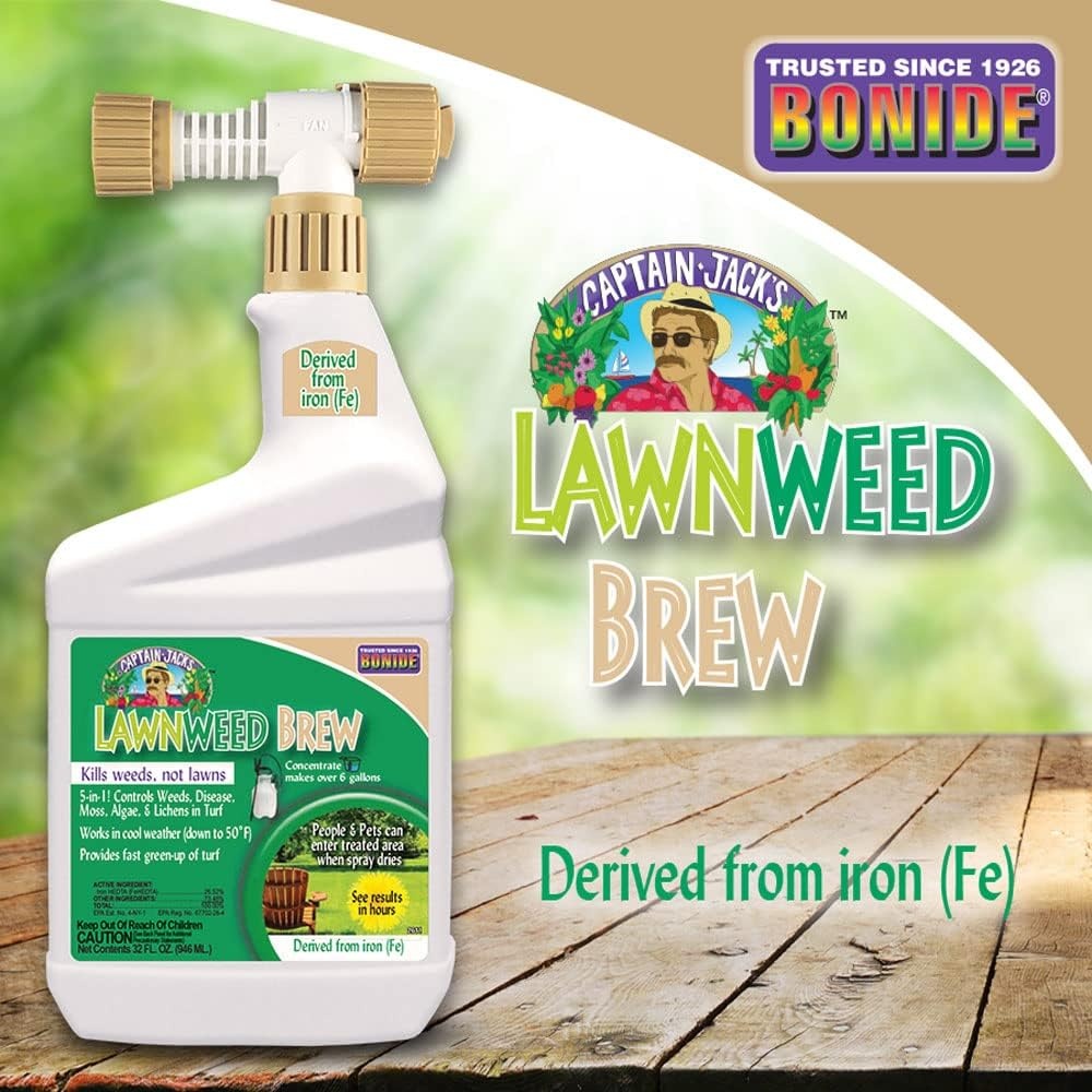 Bonide Captain Jack’s Lawnweed Brew, 32 oz Ready-to-Spray, Fast-Acting Formula Controls Weeds, Moss, Algae, Lichens & Disease