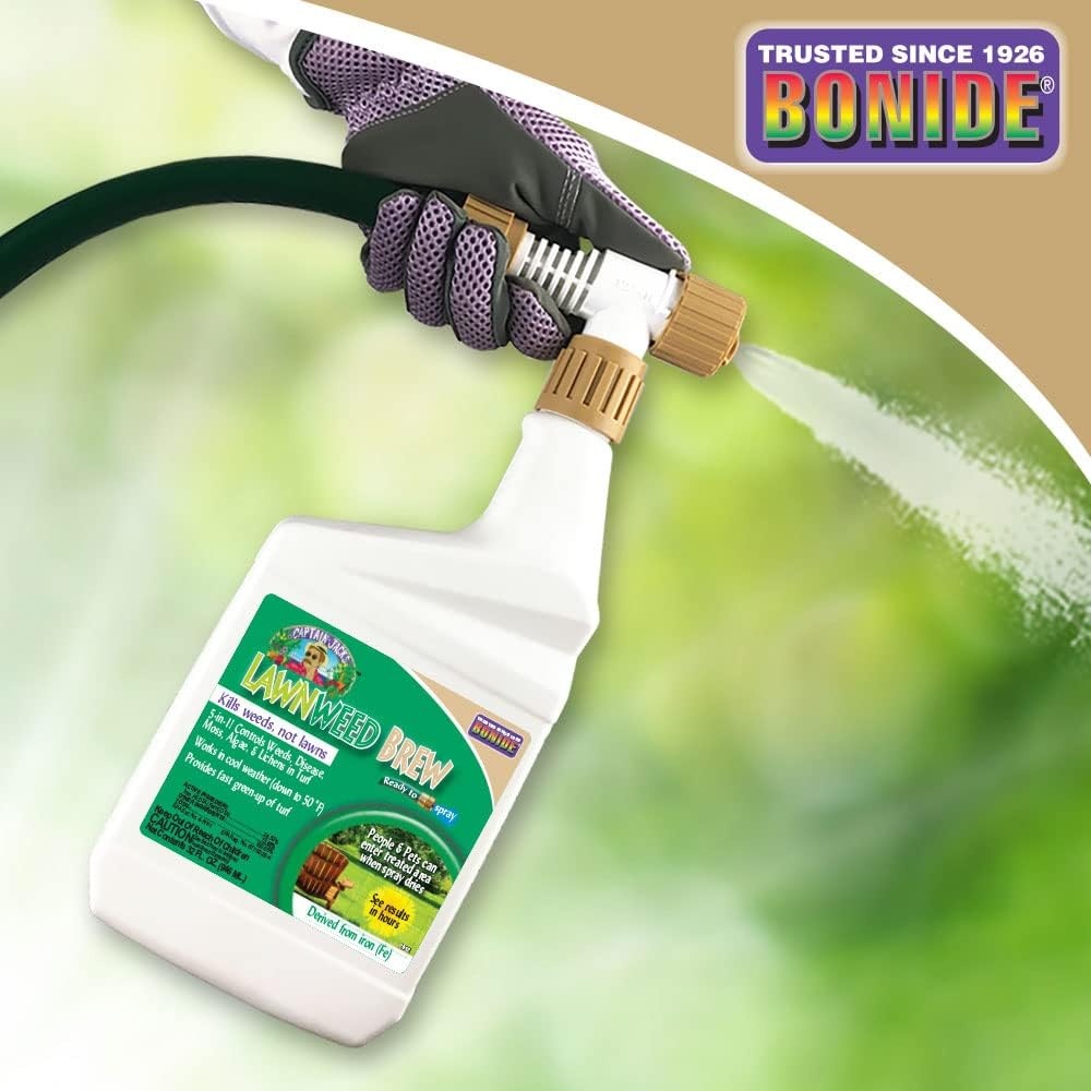 Bonide Captain Jack’s Lawnweed Brew, 32 oz Ready-to-Spray, Fast-Acting Formula Controls Weeds, Moss, Algae, Lichens & Disease
