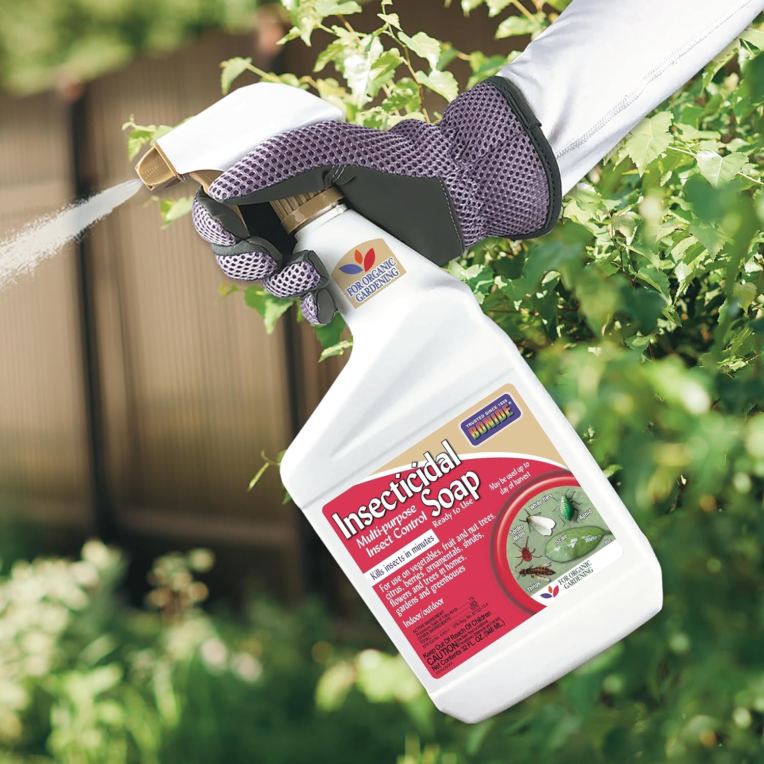 Bonide Insecticidal Soap, 32 oz Ready-to-Use Spray Multi-Purpose Insect Control for Organic Gardening Indoor and Outdoor(1 quart)