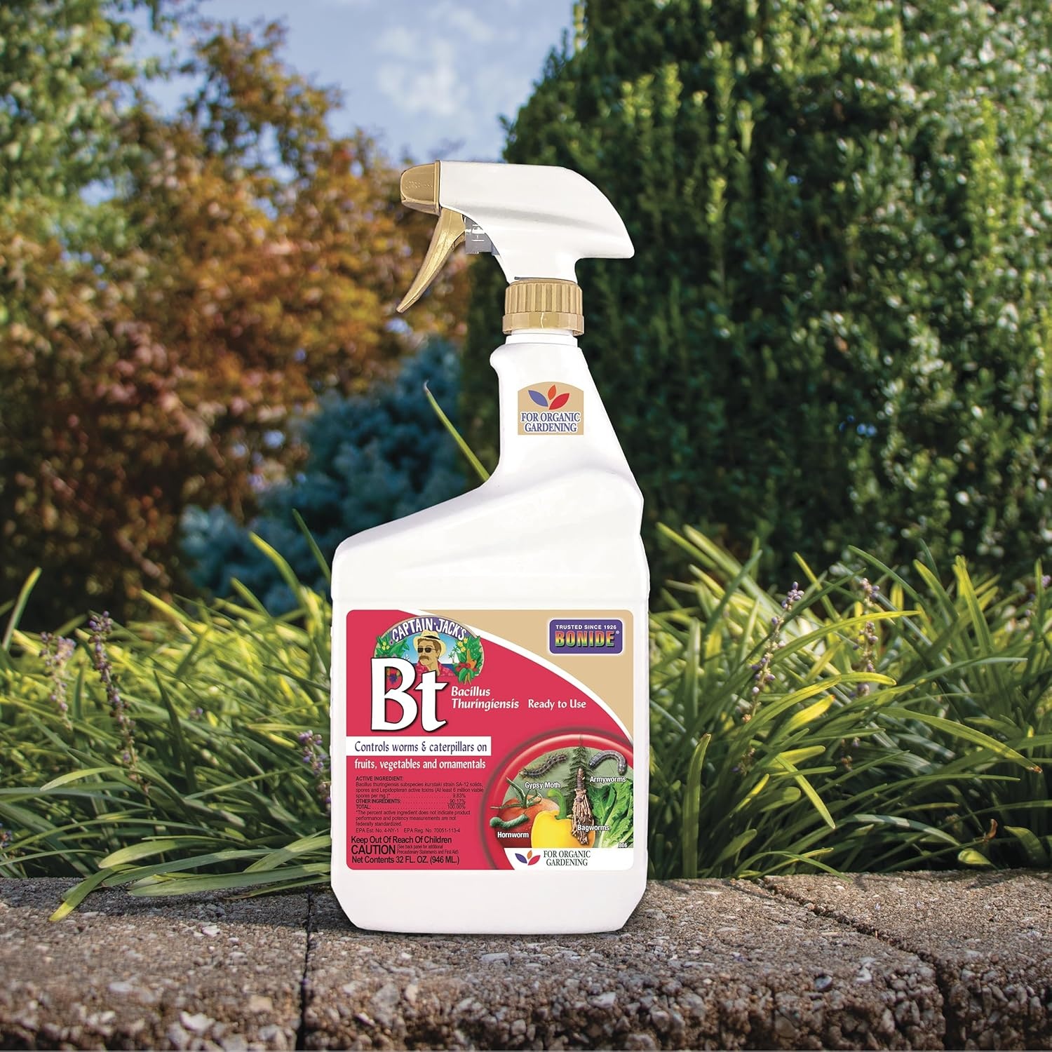 Bonide Captain Jack’s Thuricide BT, 128 oz Ready-to-Use with Sprayer, Kills Worms and Caterpillars in Home Garden, For Organic Gardening(Ready-to-Use)