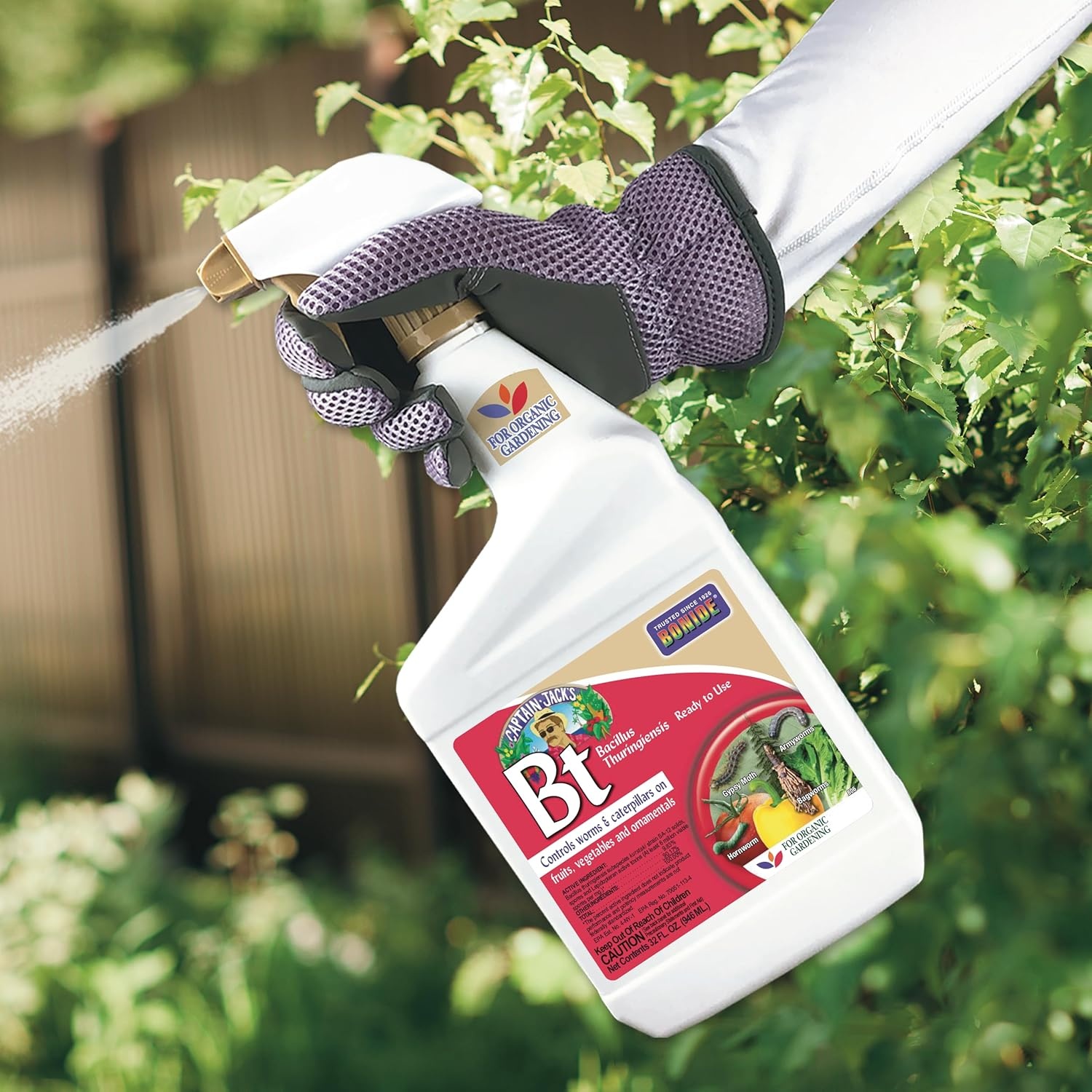Bonide Captain Jack’s Thuricide BT, 128 oz Ready-to-Use with Sprayer, Kills Worms and Caterpillars in Home Garden, For Organic Gardening(Ready-to-Use)
