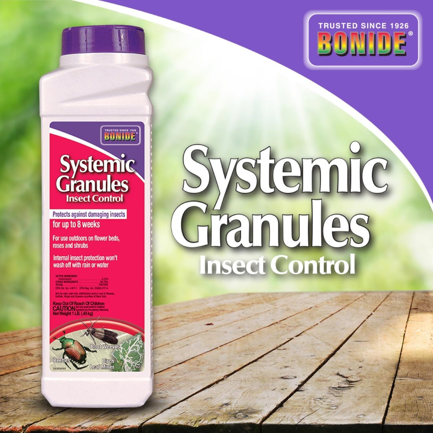 Bonide Insect Control Systemic Granules, 4 lbs. Ready-to-Use Water Resistant Long Lasting Protection Outdoor Use(Granules)