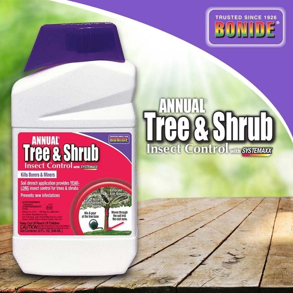 Bonide Annual Tree & Shrub Insect Control with Systemaxx, 128 oz Concentrate, Year Long Protection and Insect Killer(Concentrate)