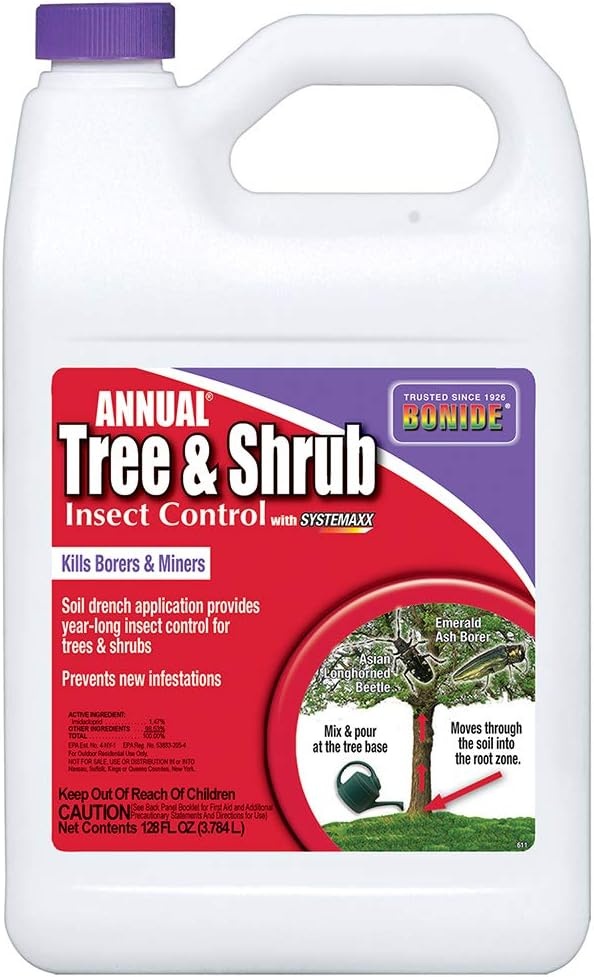 Bonide Annual Tree & Shrub Insect Control with Systemaxx, 128 oz Concentrate, Year Long Protection and Insect Killer(Concentrate)