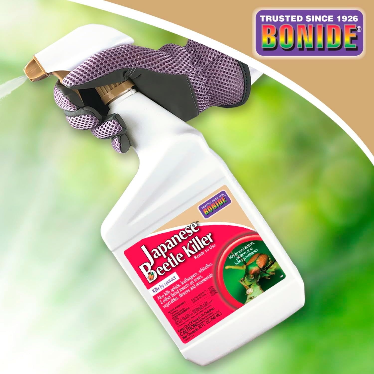 Bonide Japanese Beetle Killer Ready-to-Use Spray, 32 oz Indoor Outdoor Insecticide for Residential Use, Kills by Contact(Spray)