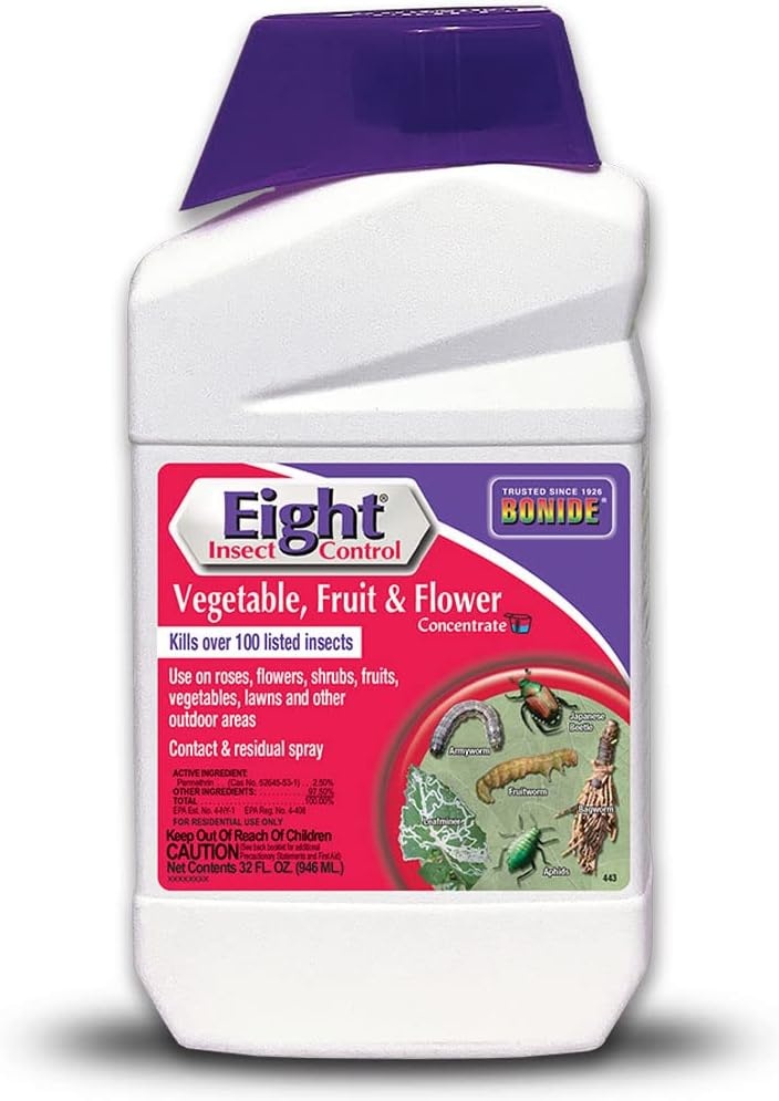 Bonide Eight Insect Control Vegetable, Fruit & Flower, 16 oz Concentrate Long Lasting Insecticide for Beetles and More(Concentrate)