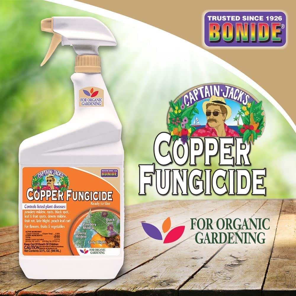 Bonide Captain Jack’s Copper Fungicide, 32 oz Ready-to-Use Spray for Organic Gardening, Controls Common Diseases(32 oz (Pack of 6))