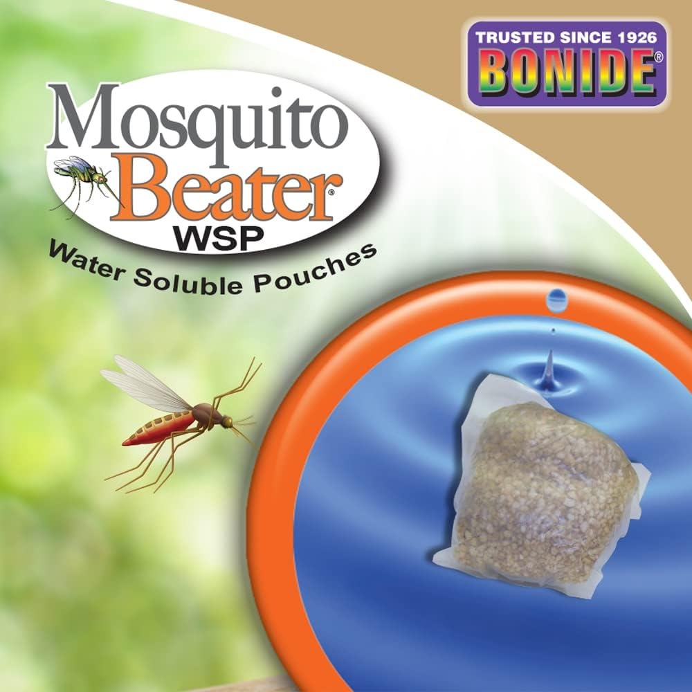 Bonide Mosquito Beater Water Soluble Pouches, Pack of 24 Pouches Control Mosquito Larvae in Standing Water, Won’t Harm Fish