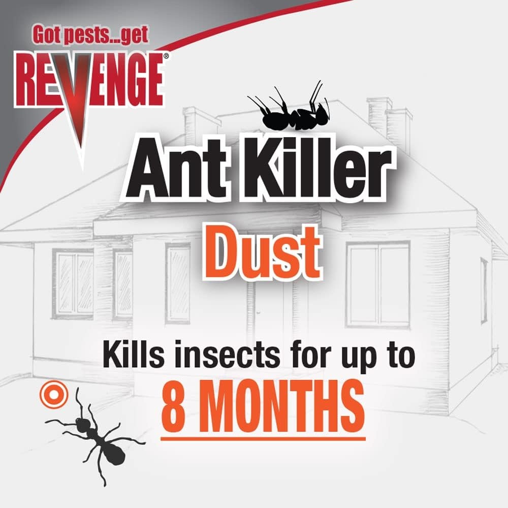 REVENGE Ant Killer Dust, 1 lb. Ready-to-Use Long Lasting and Waterproof Formula for Indoors & Outdoors, Perimeter Treatment