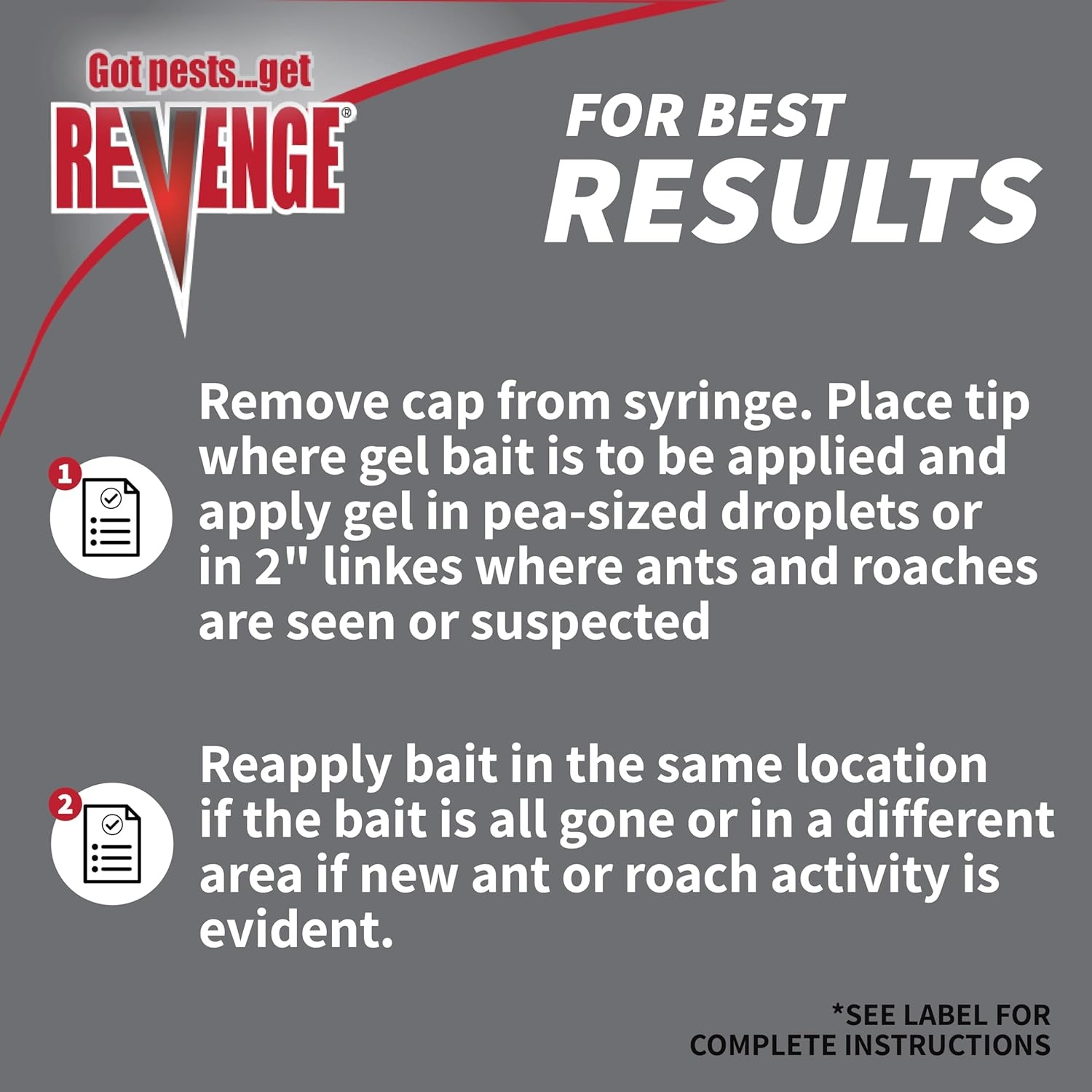 Revenge Invisible Ant & Roach Gel Bait, Long Lasting Protection for Home Pests