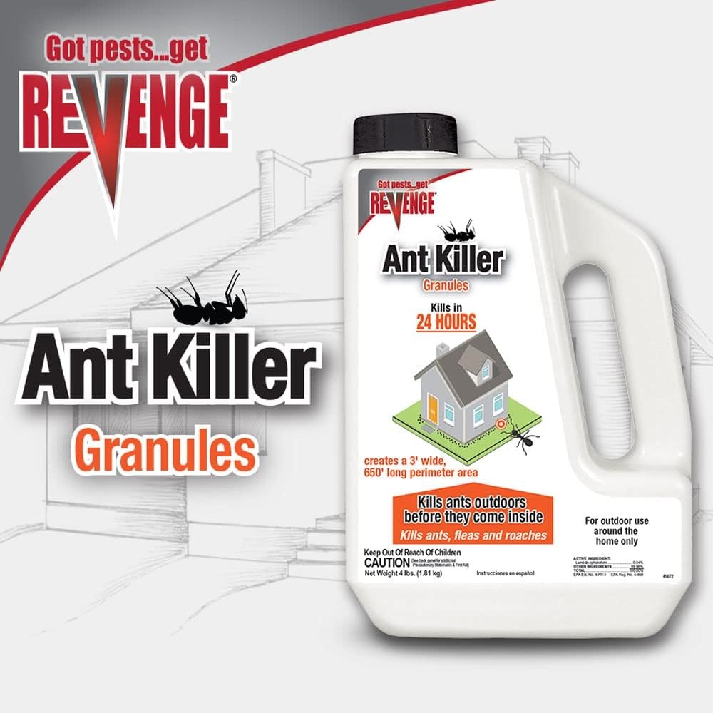 REVENGE Ant Killer Granules, 1.5 lb. Ready-to-Use Fast Acting Perimeter Treatment for Home Kills Ants, Fleas & Roaches(Granules)