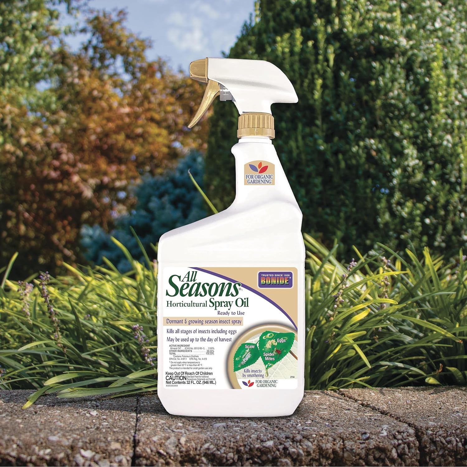 Bonide All Season Horticultural & Dormant Spray Oil, 32 oz Ready-to-Use Spray, Disease Prevention and Insect Killer for Organic Gardening(1)