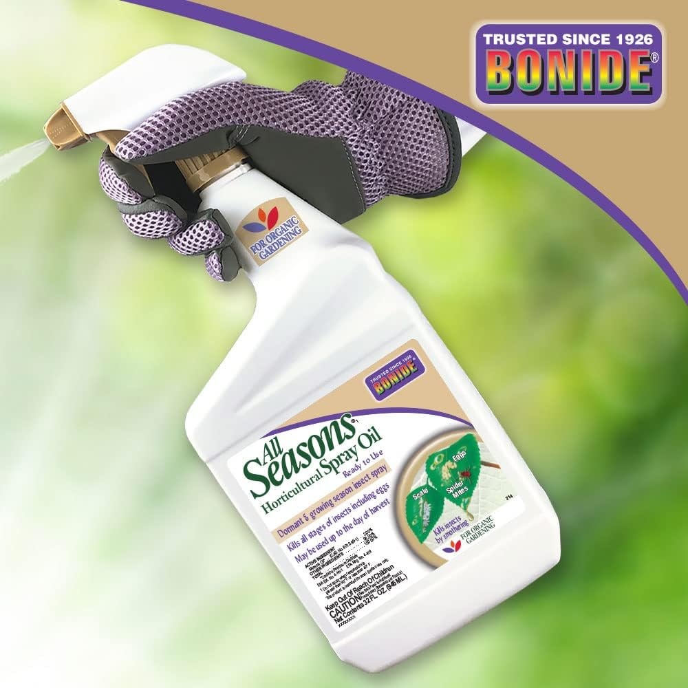 Bonide All Season Horticultural & Dormant Spray Oil, 32 oz Ready-to-Use Spray, Disease Prevention and Insect Killer for Organic Gardening(1)