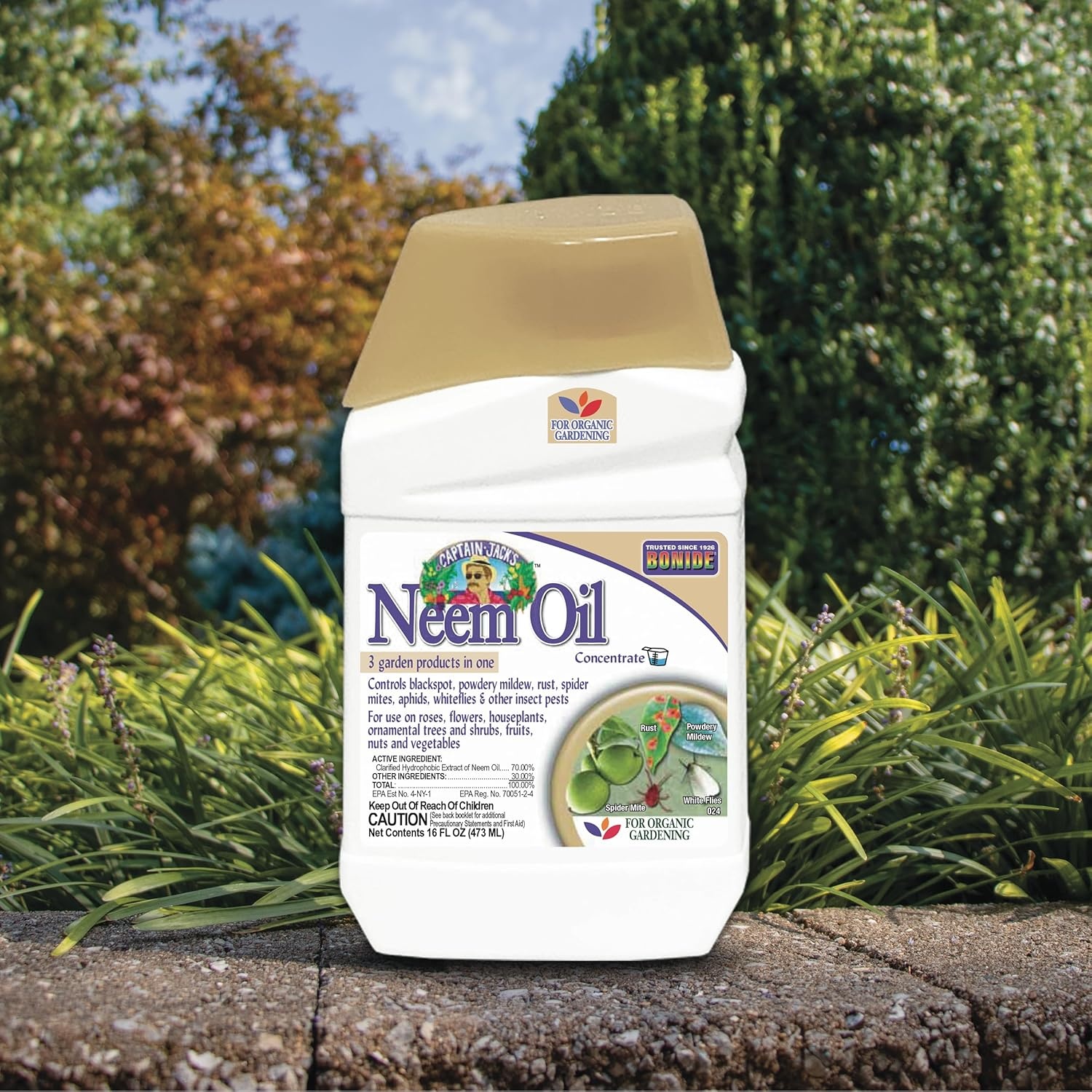 Bonide Captain Jack’s Neem Oil, 16 oz. Concentrate, Multi-Purpose Fungicide, Insecticide and Miticide for Organic Gardening