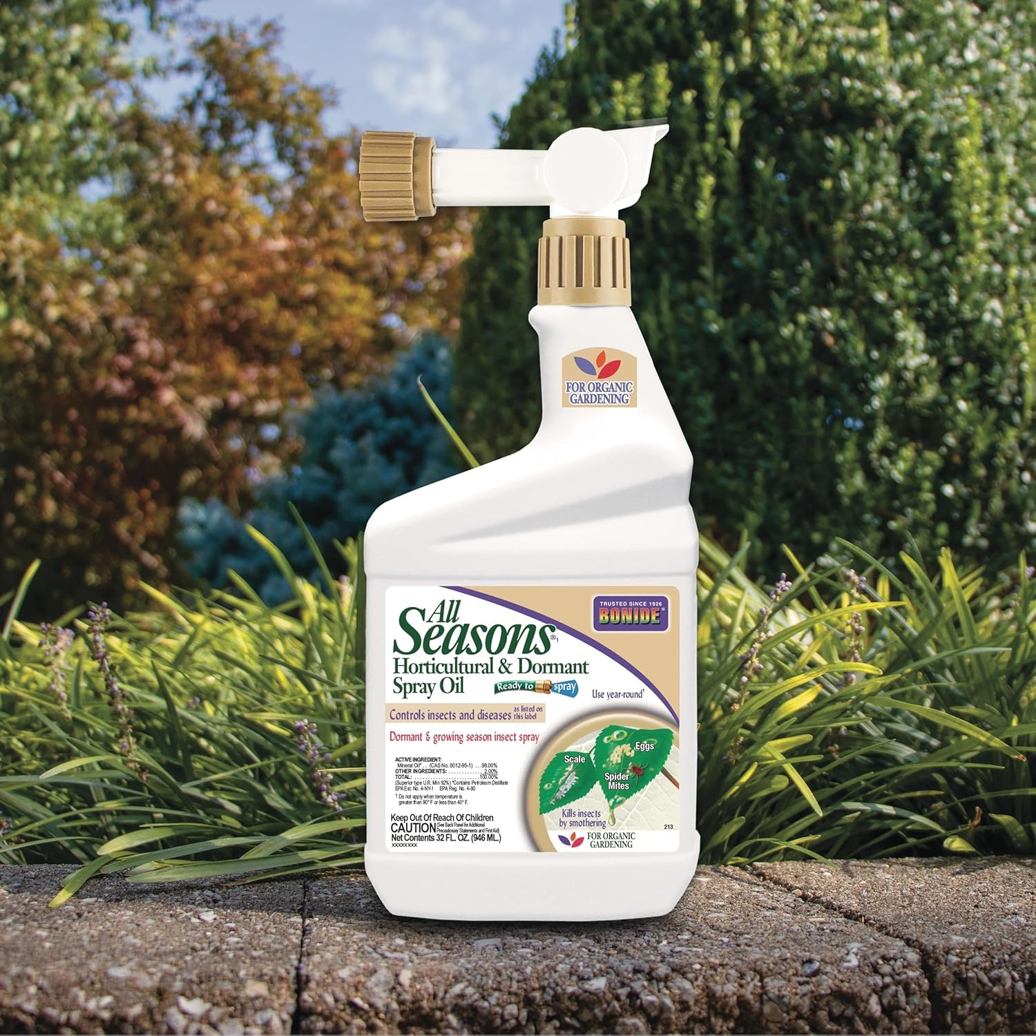 Bonide All Seasons Horticultural & Dormant Spray Oil, 32 oz Ready-to-Spray, Disease Prevention and Insect Killer for Organic Gardening(32 oz)