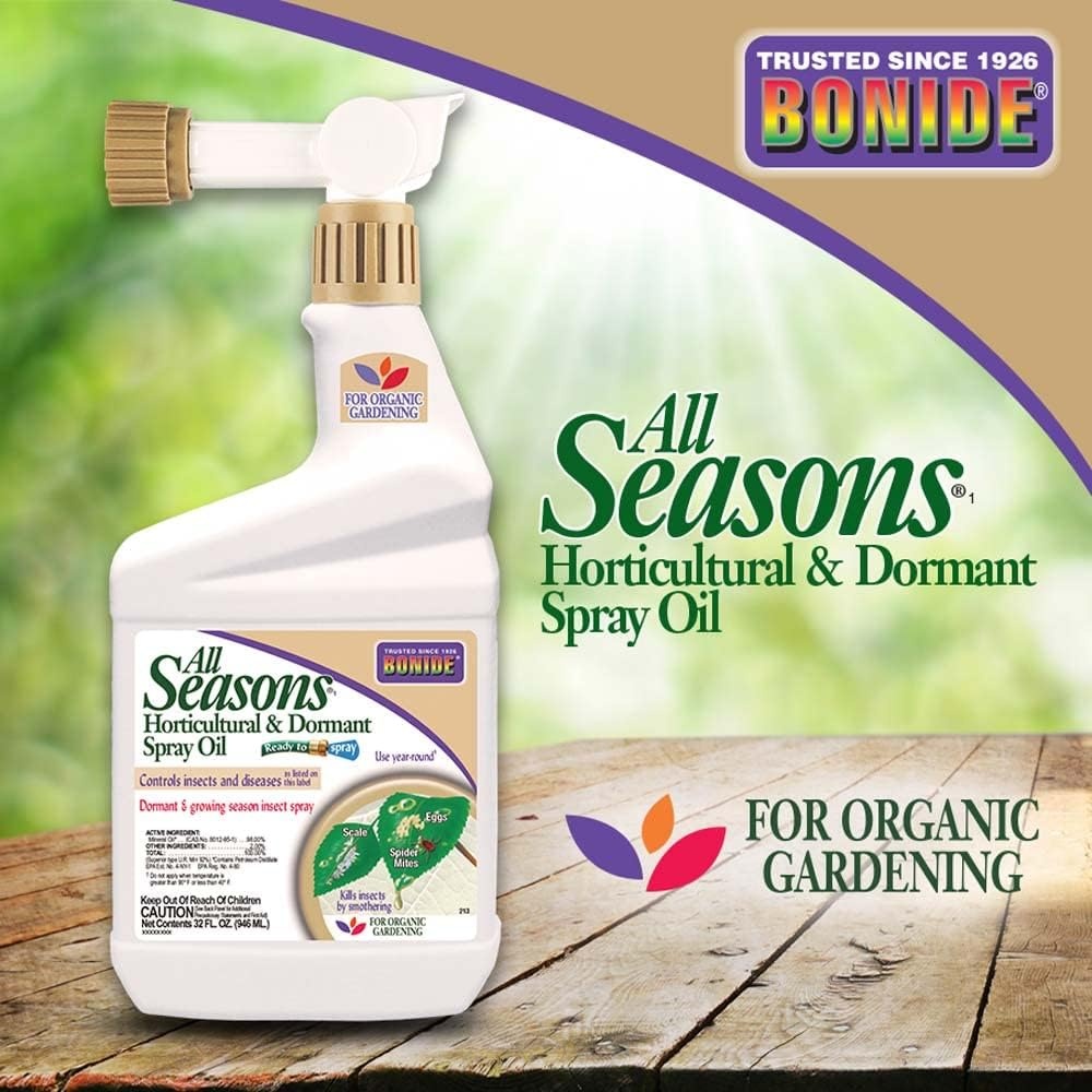 Bonide All Seasons Horticultural & Dormant Spray Oil, 32 oz Ready-to-Spray, Disease Prevention and Insect Killer for Organic Gardening(32 oz)