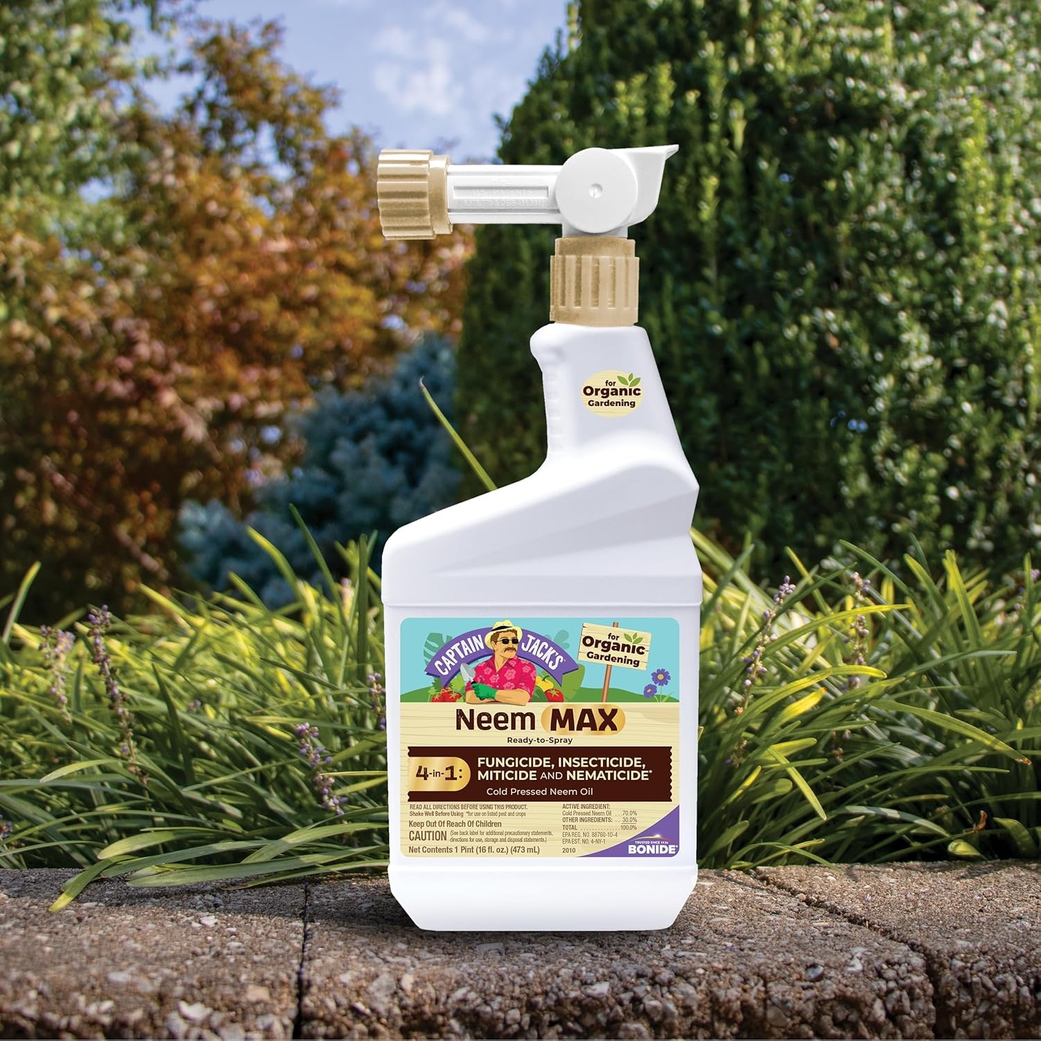Bonide Captain Jack’s Neem Max, 16 oz Ready-to-Spray Cold Pressed Neem Oil, Multi-Purpose Insecticide, Fungicide, Miticide and Nematicide for Organic Gardening