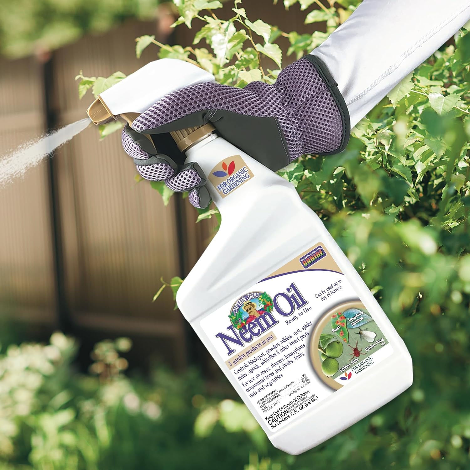 Bonide Captain Jack’s Neem Oil, 128 oz Ready-to-Use, Multi-Purpose Fungicide, Insecticide and Miticide for Organic Gardening(Ready-to-Use)