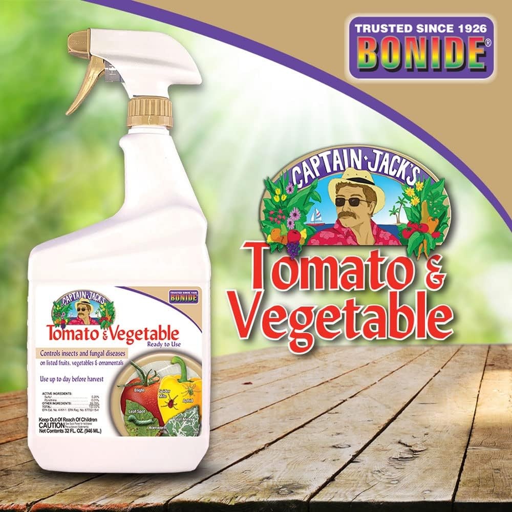 Bonide Captain Jack’s Tomato & Vegetable Spray, 32 oz Ready-to-Use Spray, Insect & Disease Control for Organic Gardening(32 oz (Pack of 2))