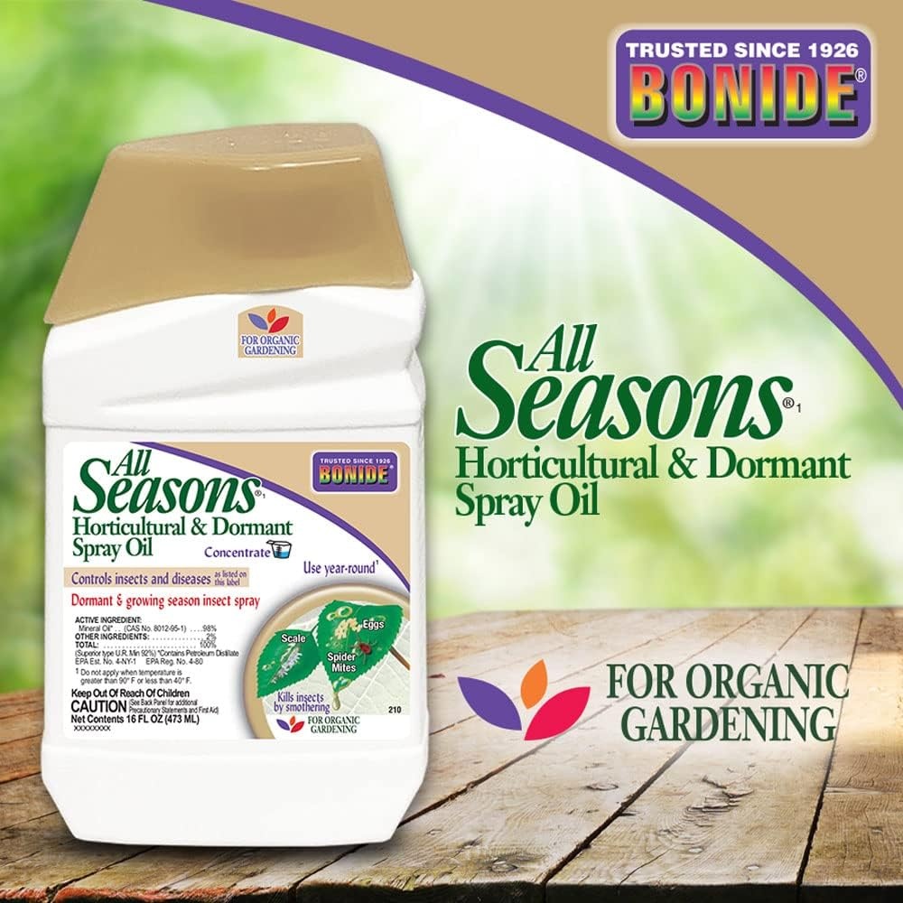 Bonide All Seasons Horticultural & Dormant Spray Oil, 128 oz Concentrate, Disease Prevention and Insect Killer for Organic Gardening(Concentrate)