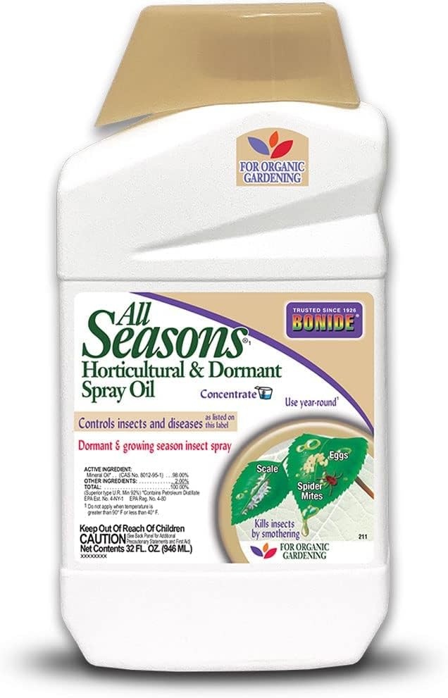 Bonide All Seasons Horticultural & Dormant Spray Oil, 128 oz Concentrate, Disease Prevention and Insect Killer for Organic Gardening(Concentrate)