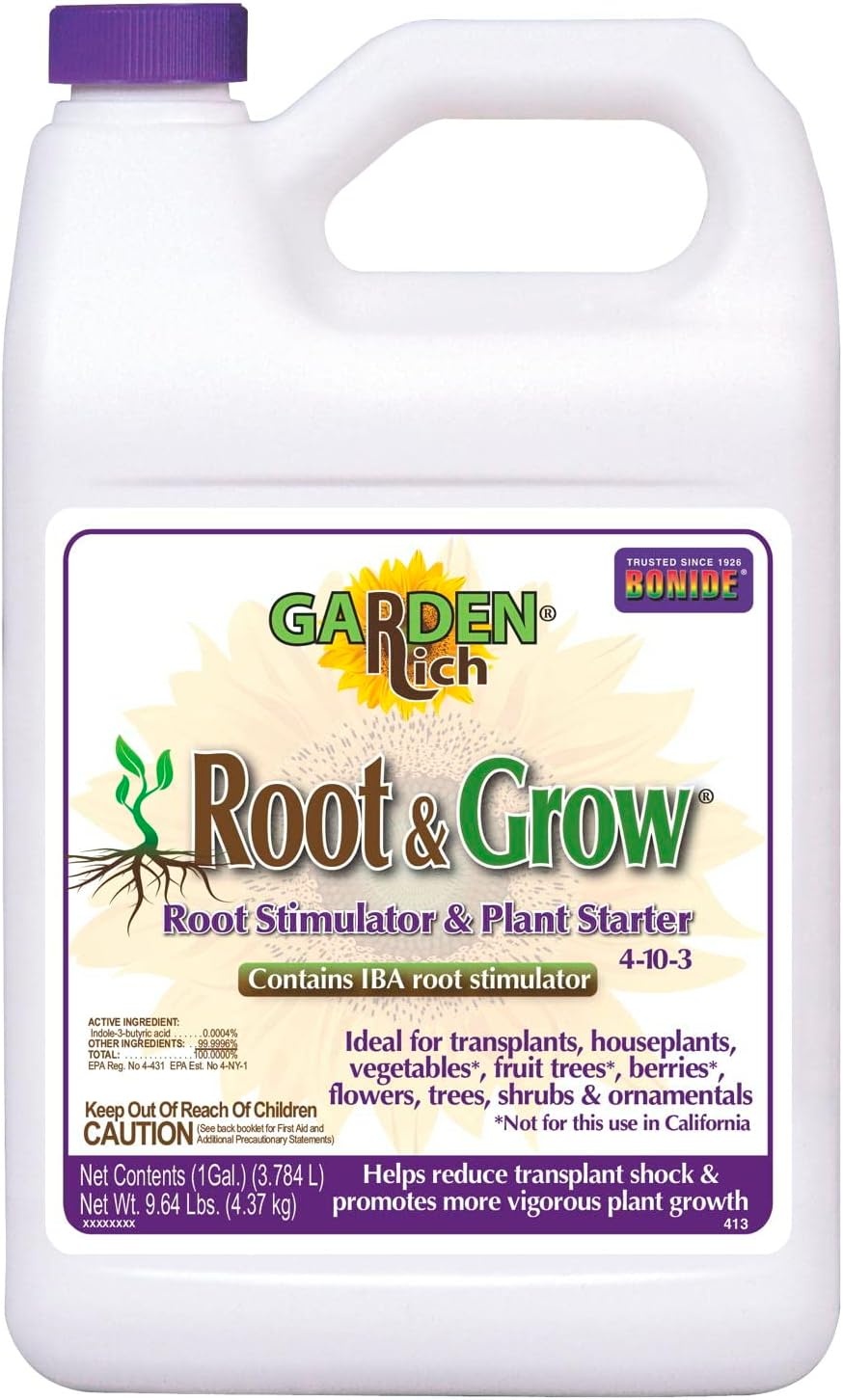 Bonide Garden Rich Root & Grow Root Stimulator & Plant Starter, 32 oz Concentrate 4-10-3 Fertilizer for Transplanting(Concentrate)