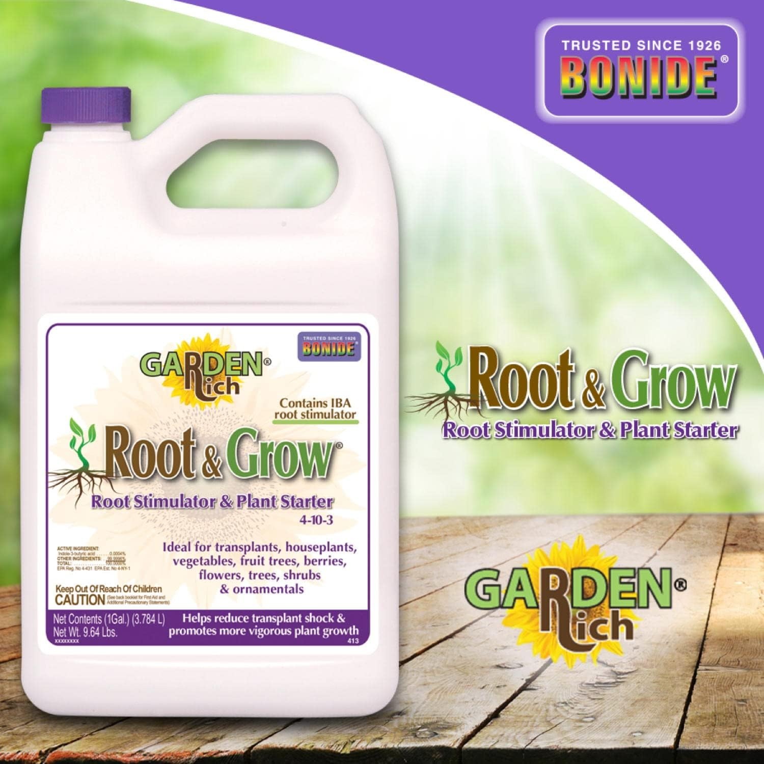 Bonide Garden Rich Root & Grow Root Stimulator & Plant Starter, 32 oz Concentrate 4-10-3 Fertilizer for Transplanting(Concentrate)
