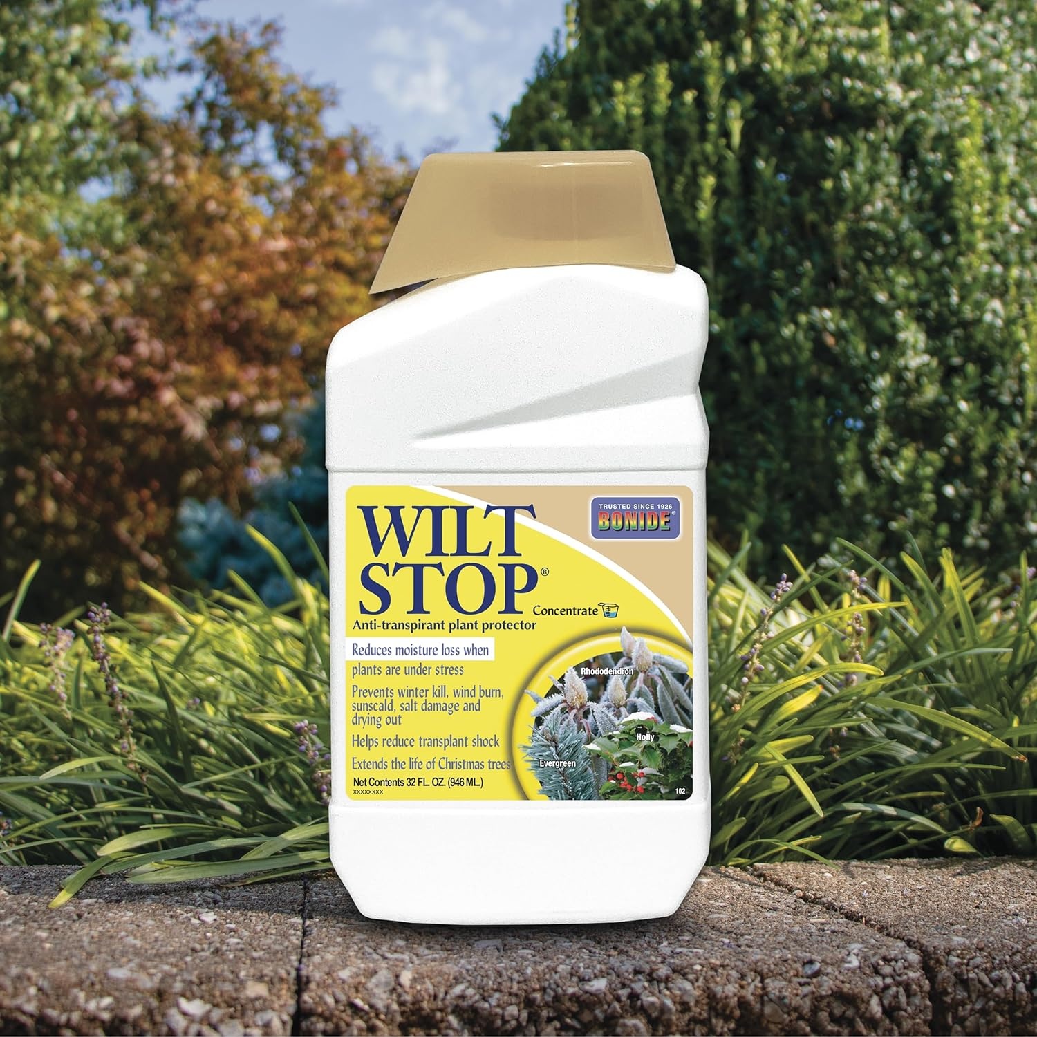 Bonide Wilt Stop, 32 oz Concentrated Anti-Transpirant Plant Protector, Long Lasting Effects, Extend the Life of Plants(Concentrate)