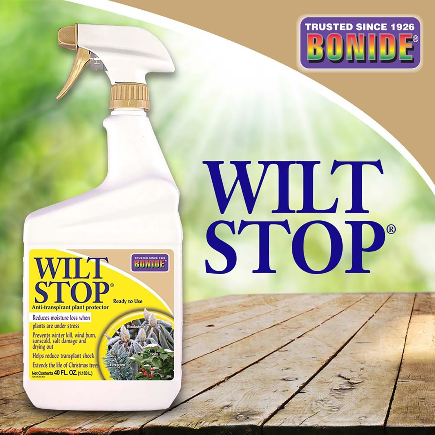 Bonide Wilt Stop, 40 oz Ready-to-Use Spray Anti-Transpirant Plant Protector, Long Lasting Effects, Extend the Life of Plants(40 oz.)