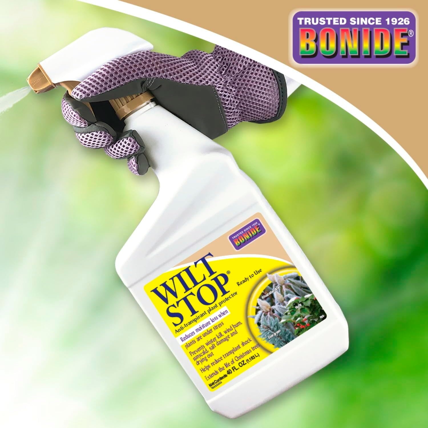 Bonide Wilt Stop, 40 oz Ready-to-Use Spray Anti-Transpirant Plant Protector, Long Lasting Effects, Extend the Life of Plants(40 oz.)
