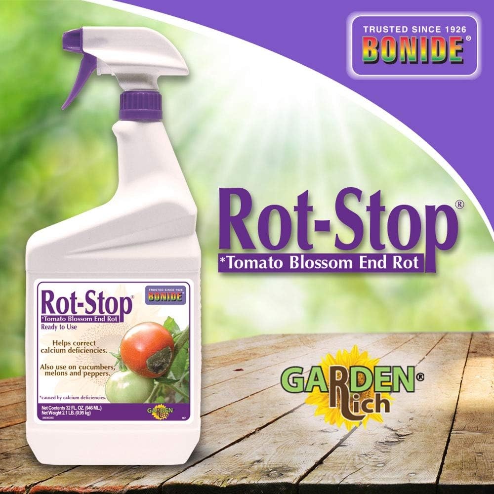 Bonide Rot-Stop Tomato Blossom End Rot, 32 oz Ready-to-Use Spray Garden Fertilizer for Calcium Deficiency in Plants(End Rot)